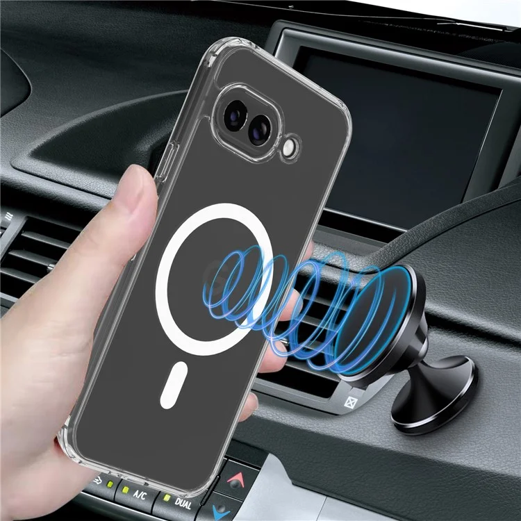 Étui transparent pour Google Pixel 9a, en TPU + acrylique, avec coque magnétique compatible MagSafe