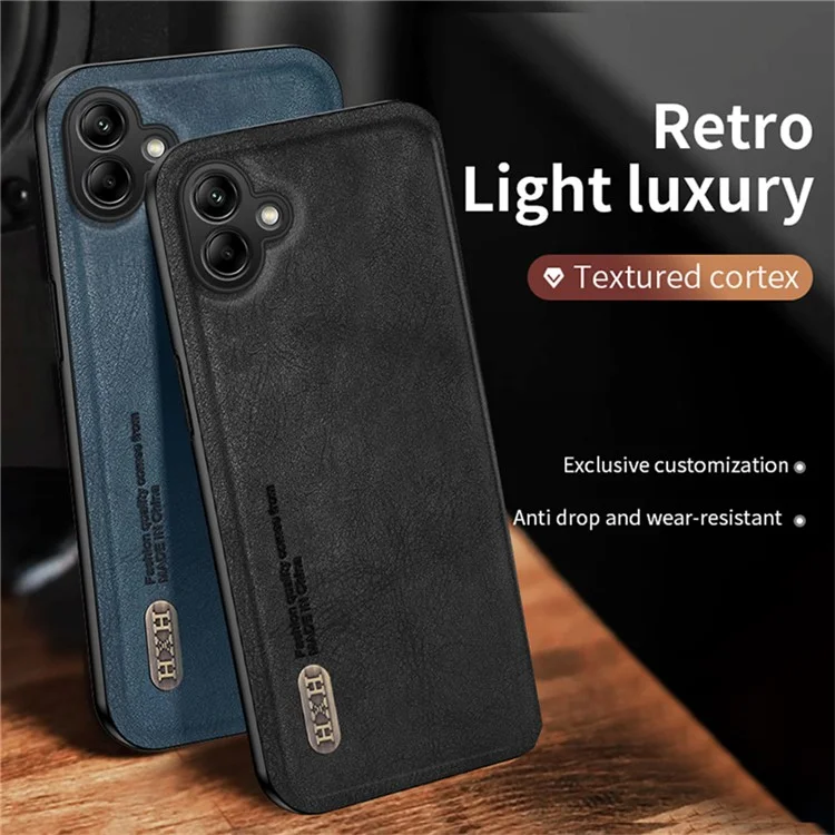Чехол для Samsung Galaxy A06, ретро-текстура, матовый TPU + кожаная задняя крышка из ПУ, поддержка магнитного автомобильного держателя - черный