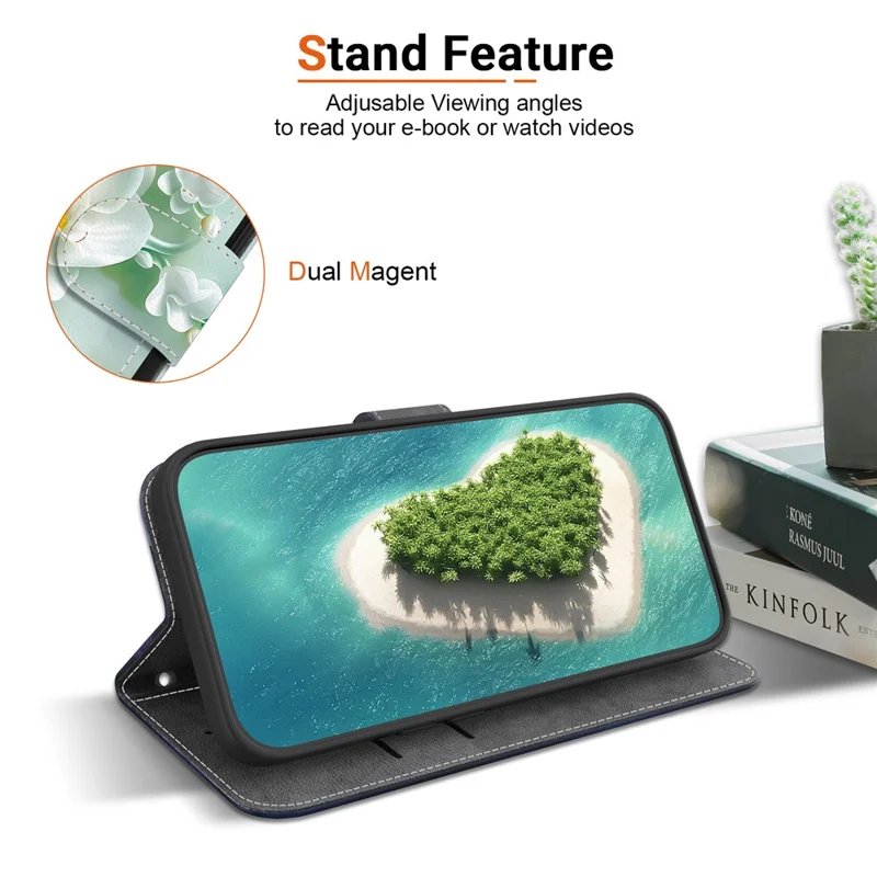 Capa para Motorola Edge 50 Pro 5G com impressão de padrão, anti-queda, carteira de couro com tampa e cordão - Flor de jade