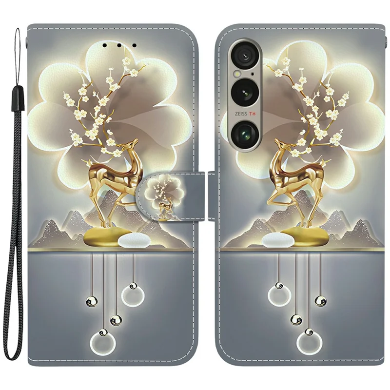 For Sony Xperia 1 VI Case Pattern Printing Anti-Drop Leather Flip Wallet Phone Cover with Lanyard - Sika Deer