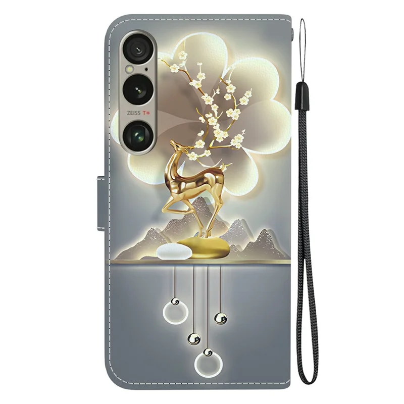 For Sony Xperia 1 VI Case Pattern Printing Anti-Drop Leather Flip Wallet Phone Cover with Lanyard - Sika Deer