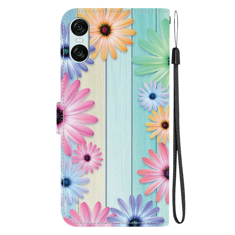 For Sony Xperia 10 VI Case Pattern Printing Anti-Drop Leather Flip Wallet Phone Cover with Lanyard - Sunflower