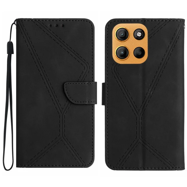 Capa para Motorola Moto G15 4G Skin Touch Lines de couro PU - Preta