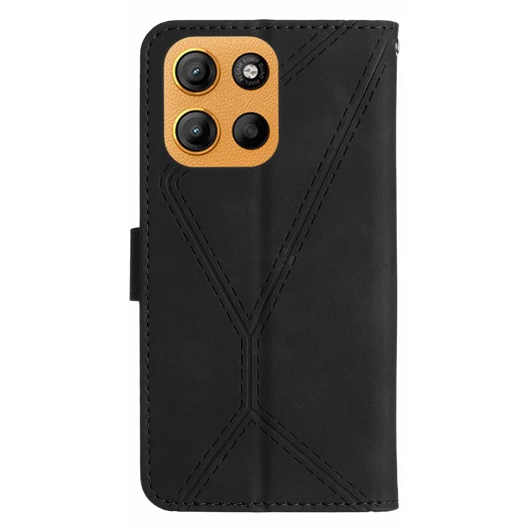Capa para Motorola Moto G15 4G Skin Touch Lines de couro PU - Preta