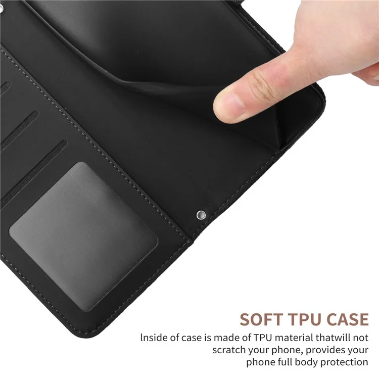 Custodia per Motorola Moto G15 4G con motivo a farfalla e fiori in pelle con tracolla - Nero