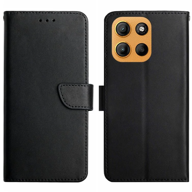 Custodia in vera pelle bovina per Motorola Moto G15 4G, con texture Nappa - Nero