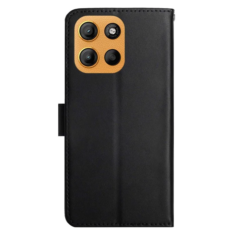 Custodia in vera pelle bovina per Motorola Moto G15 4G, con texture Nappa - Nero