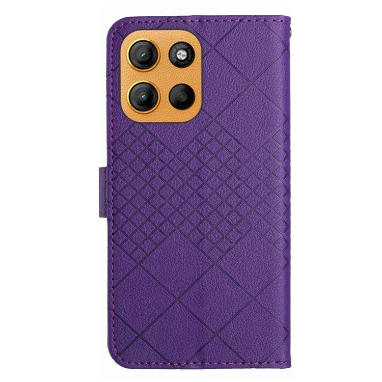 Capa carteira de couro sintético com impressão para Motorola Moto G15 4G - Roxo escuro