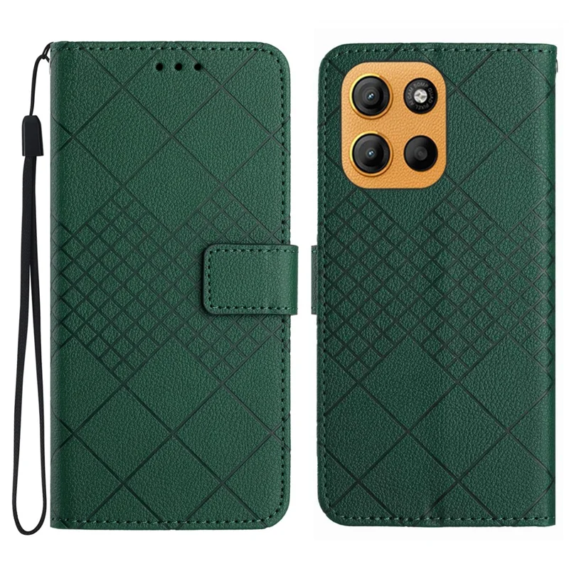 For Motorola Moto G17 Power 4G / G17 4G / G15 4G / G15 Power 4G Wallet Phone Case Imprint PU Leather Flip Folio Cover - Green