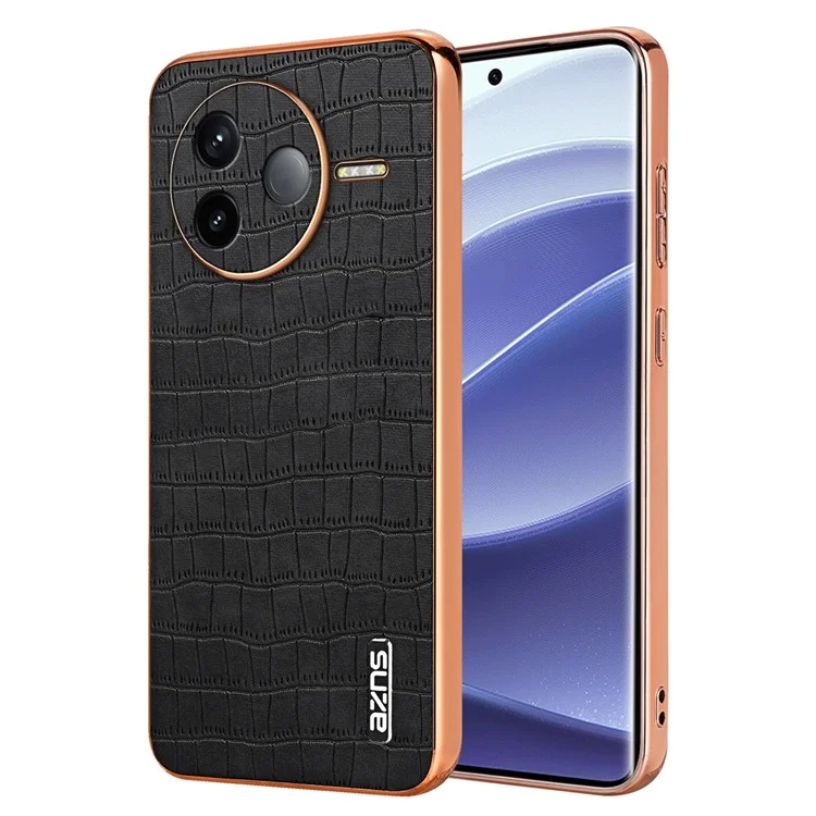Funda para Xiaomi Redmi K80 5G de AZNS, textura de cocodrilo enchapada, PU + TPU - Negro