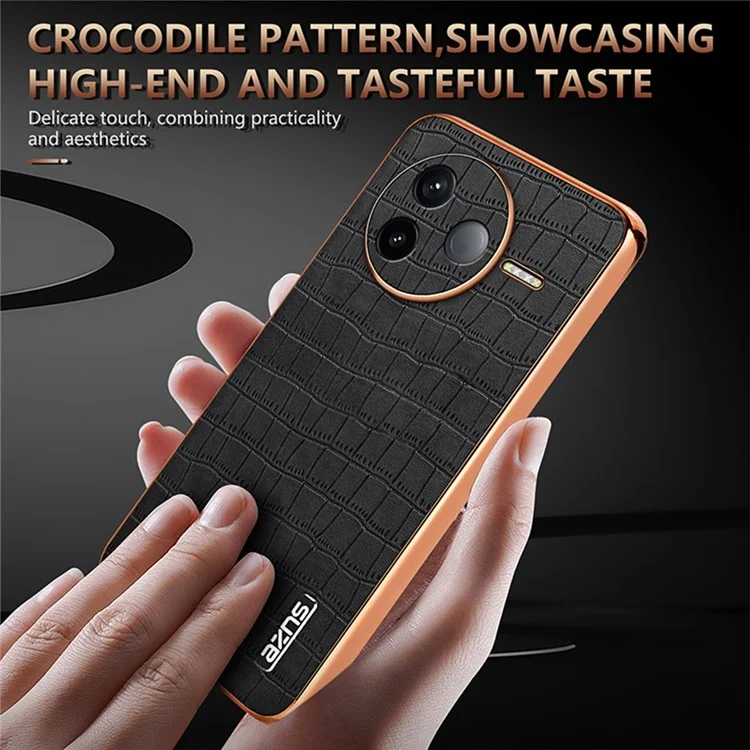 Funda para Xiaomi Redmi K80 5G de AZNS, textura de cocodrilo enchapada, PU + TPU - Negro
