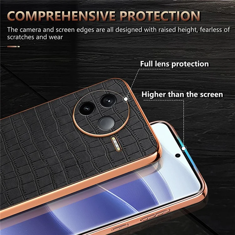 Funda para Xiaomi Redmi K80 5G de AZNS, textura de cocodrilo enchapada, PU + TPU - Negro
