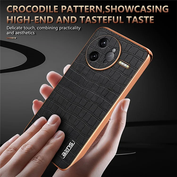 AZNS Funda para Xiaomi Redmi K80 Pro 5G Textura de cocodrilo chapada Funda de teléfono de PU + TPU - Negro