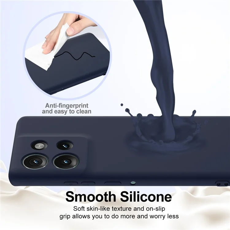 For Motorola Edge 50 5G Case Compatible with MagSafe Liquid Silicone Phone Cover with Lanyard - Dark Blue