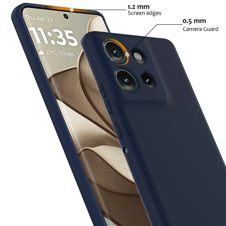 For Motorola Edge 50 5G Case Compatible with MagSafe Liquid Silicone Phone Cover with Lanyard - Dark Blue
