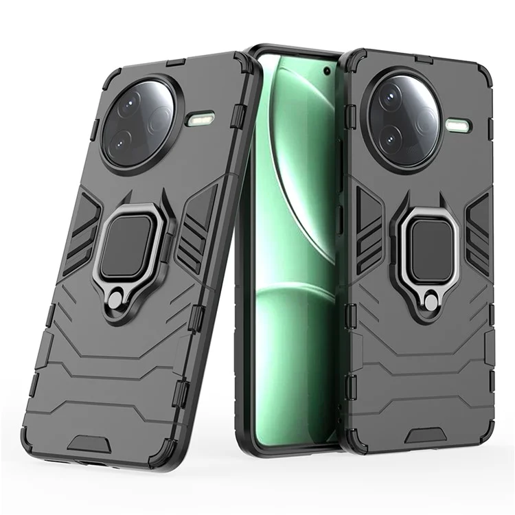 Custodia per Xiaomi Redmi K80 5G PC+TPU, cover protettiva per telefono con supporto ad anello - Nero
