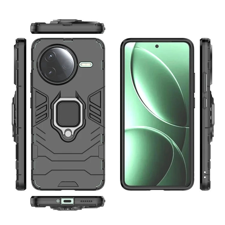 Custodia per Xiaomi Redmi K80 5G PC+TPU, cover protettiva per telefono con supporto ad anello - Nero