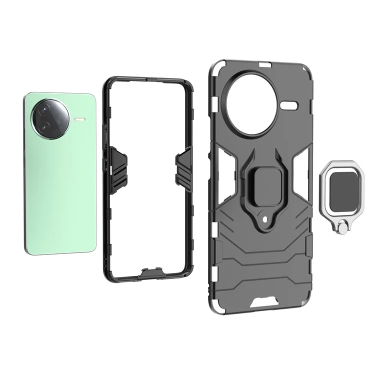 Custodia per Xiaomi Redmi K80 5G PC+TPU, cover protettiva per telefono con supporto ad anello - Nero