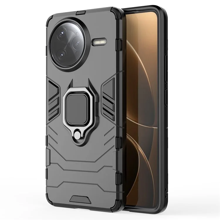 Cover protettiva per Xiaomi Redmi K80 Pro 5G in PC+TPU con supporto ad anello - Nero