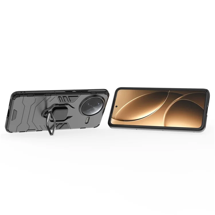 Cover protettiva per Xiaomi Redmi K80 Pro 5G in PC+TPU con supporto ad anello - Nero