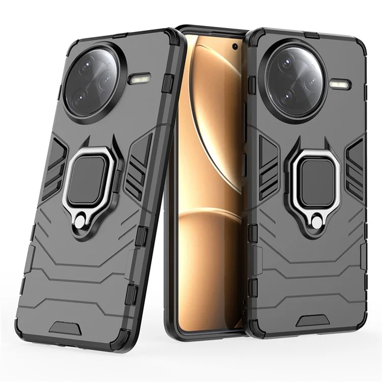 Cover protettiva per Xiaomi Redmi K80 Pro 5G in PC+TPU con supporto ad anello - Nero