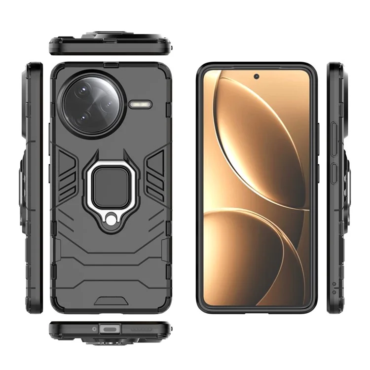 Cover protettiva per Xiaomi Redmi K80 Pro 5G in PC+TPU con supporto ad anello - Nero