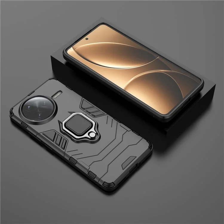 Cover protettiva per Xiaomi Redmi K80 Pro 5G in PC+TPU con supporto ad anello - Nero