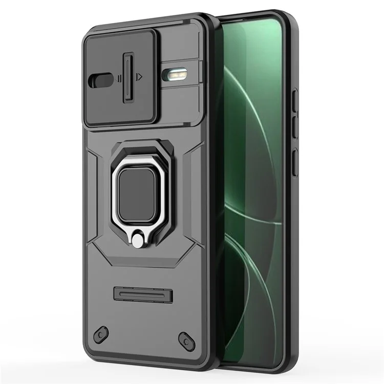 Coque pour Xiaomi Redmi K80 5G en PC+TPU avec support et protection de l'objectif - Noir