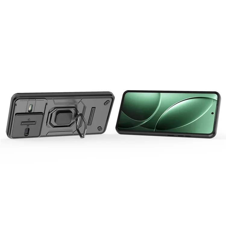Coque pour Xiaomi Redmi K80 5G en PC+TPU avec support et protection de l'objectif - Noir