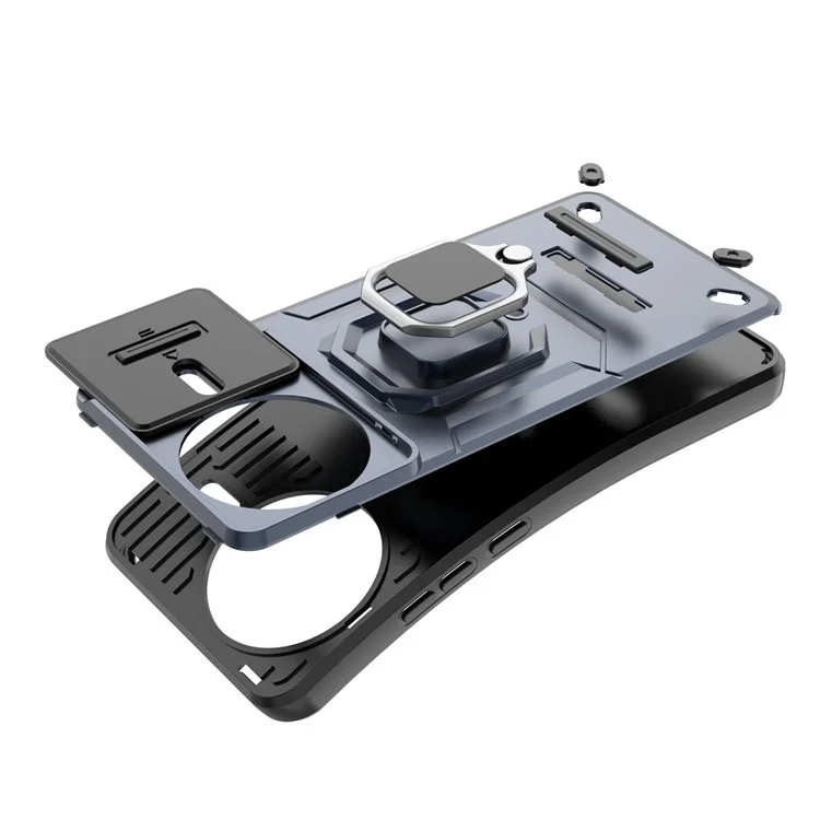Coque pour Xiaomi Redmi K80 5G en PC+TPU avec support et protection de l'objectif - Noir