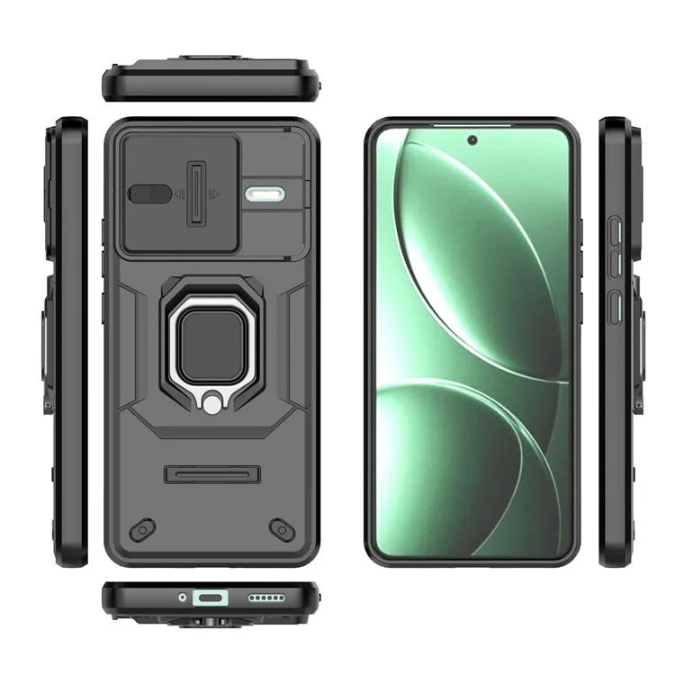 Coque pour Xiaomi Redmi K80 5G en PC+TPU avec support et protection de l'objectif - Noir