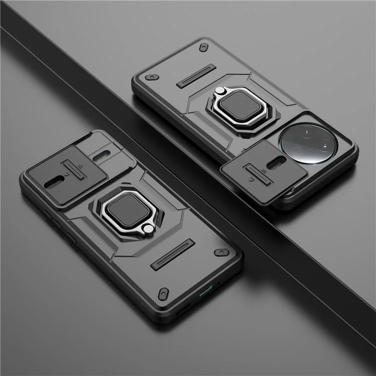 Coque pour Xiaomi Redmi K80 5G en PC+TPU avec support et protection de l'objectif - Noir