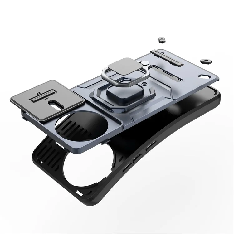 Custodia per Xiaomi Redmi K80 Pro 5G in PC+TPU con supporto e copertura per obiettivo - Nero