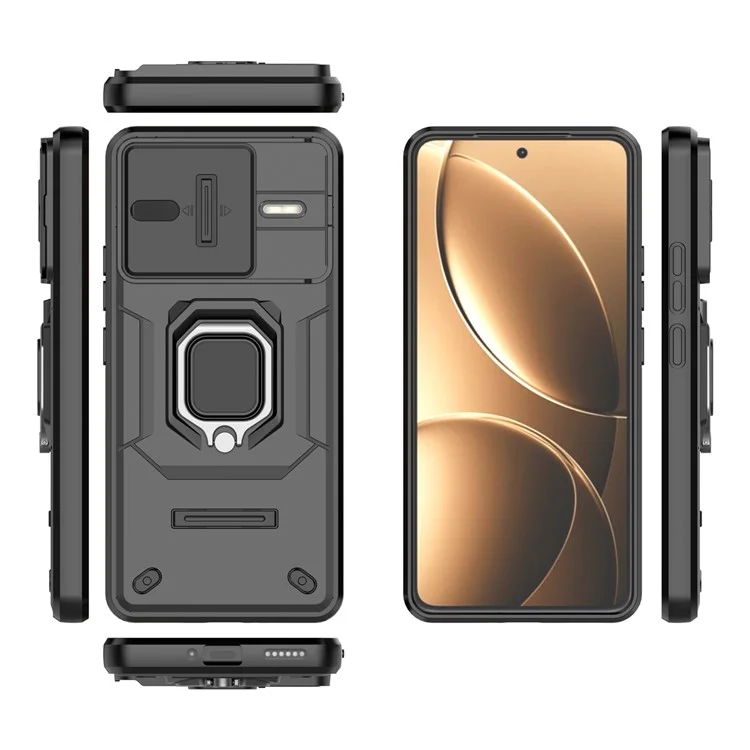 Custodia per Xiaomi Redmi K80 Pro 5G in PC+TPU con supporto e copertura per obiettivo - Nero