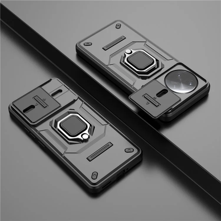 Custodia per Xiaomi Redmi K80 Pro 5G in PC+TPU con supporto e copertura per obiettivo - Nero