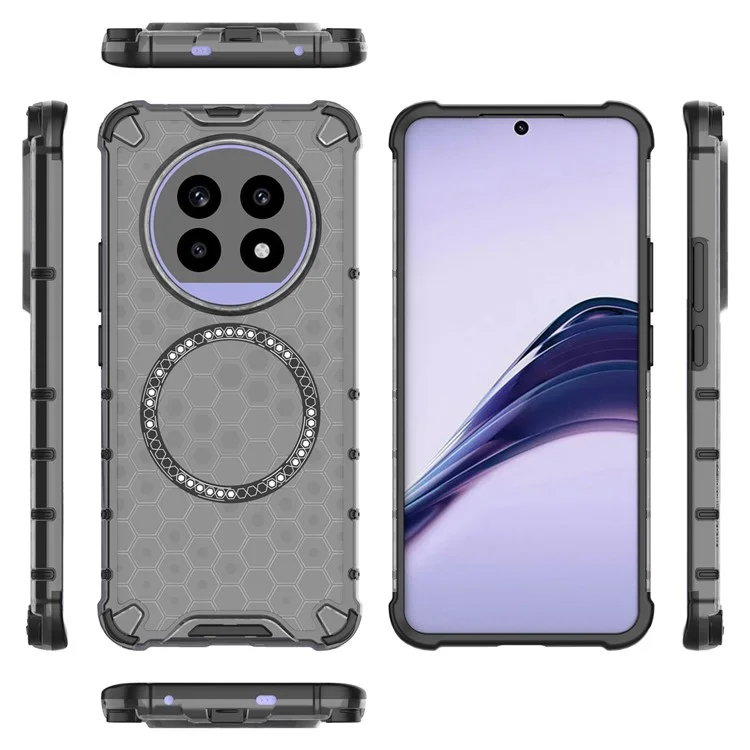 Чехол для Realme 13 Pro 5G (Global) совместимый с MagSafe, с сотовым дизайном, из ТПУ + ПК - серый