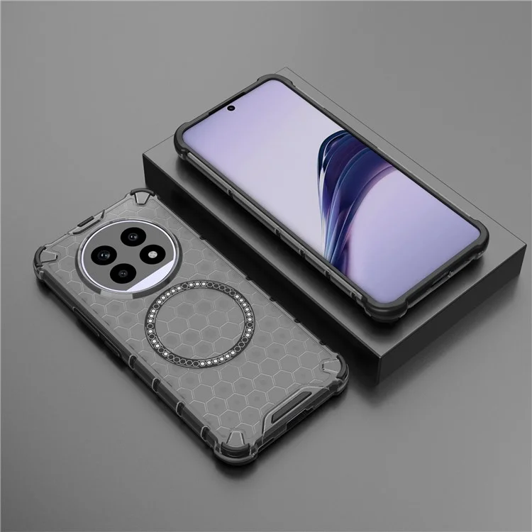 Чехол для Realme 13 Pro 5G (Global) совместимый с MagSafe, с сотовым дизайном, из ТПУ + ПК - серый