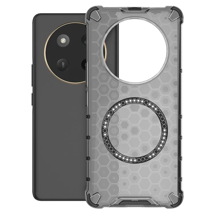 Custodia per Honor X60 Pro 5G compatibile con MagSafe, design a nido d'ape in TPU + PC - Grigio
