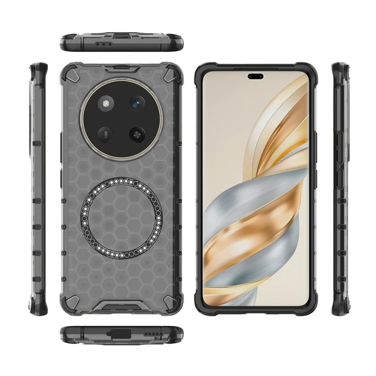 Custodia per Honor X60 Pro 5G compatibile con MagSafe, design a nido d'ape in TPU + PC - Grigio