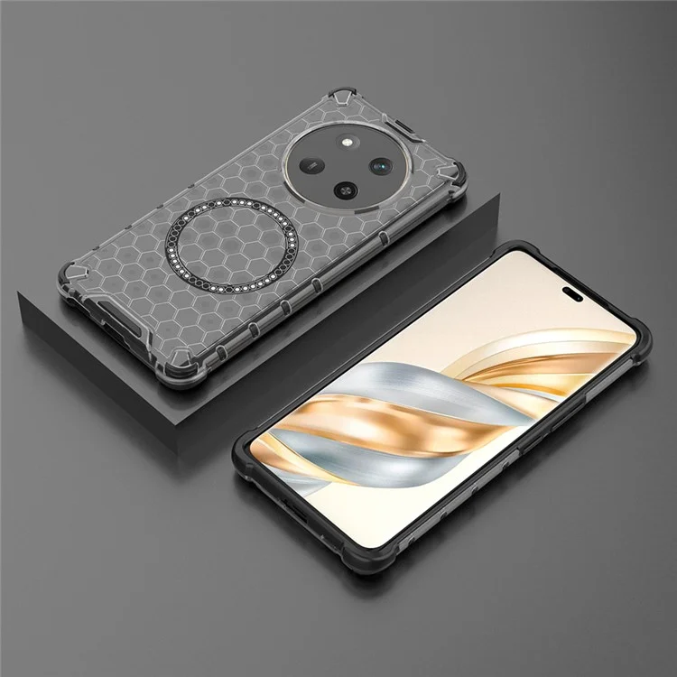 Custodia per Honor X60 Pro 5G compatibile con MagSafe, design a nido d'ape in TPU + PC - Grigio