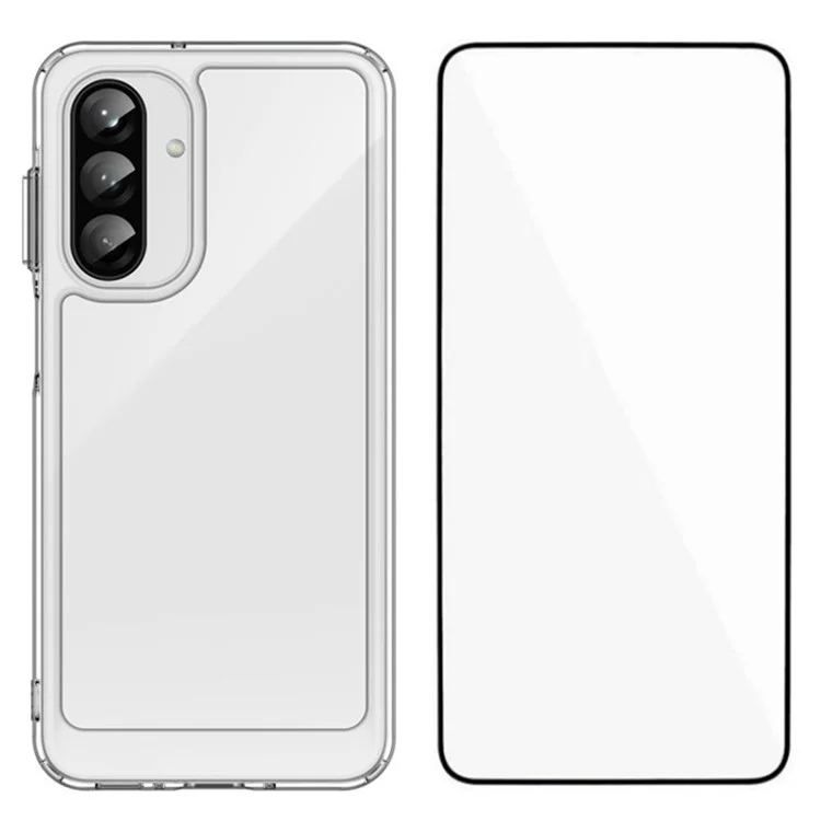 WANLONFENG MF-Serie für Samsung Galaxy A26 5G Hülle, TPU-Acryl-Klar-Handyhülle mit gehärtetem Glasfilm