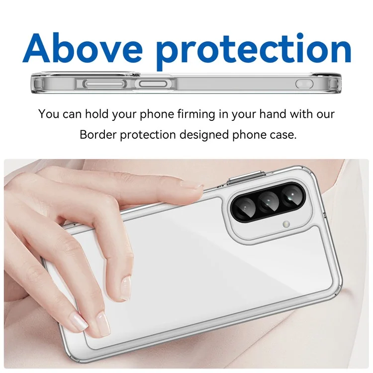 WANLONFENG MF-Serie für Samsung Galaxy A26 5G Hülle, TPU-Acryl-Klar-Handyhülle mit gehärtetem Glasfilm