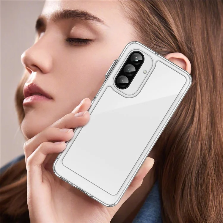 WANLONFENG MF-Serie für Samsung Galaxy A26 5G Hülle, TPU-Acryl-Klar-Handyhülle mit gehärtetem Glasfilm