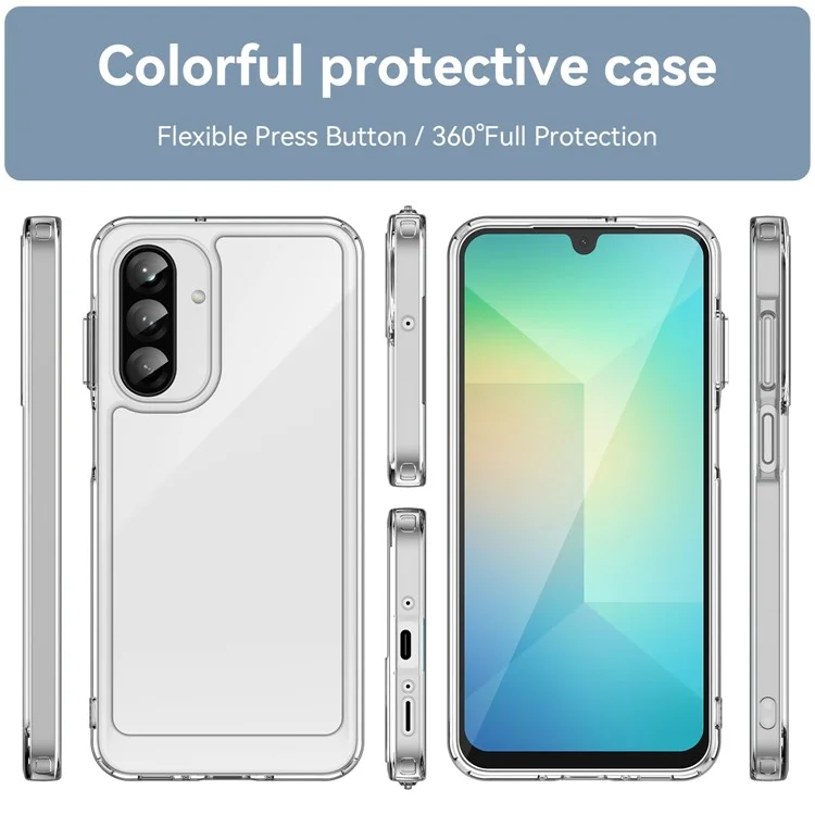 WANLONFENG MF-Serie für Samsung Galaxy A26 5G Hülle, TPU-Acryl-Klar-Handyhülle mit gehärtetem Glasfilm