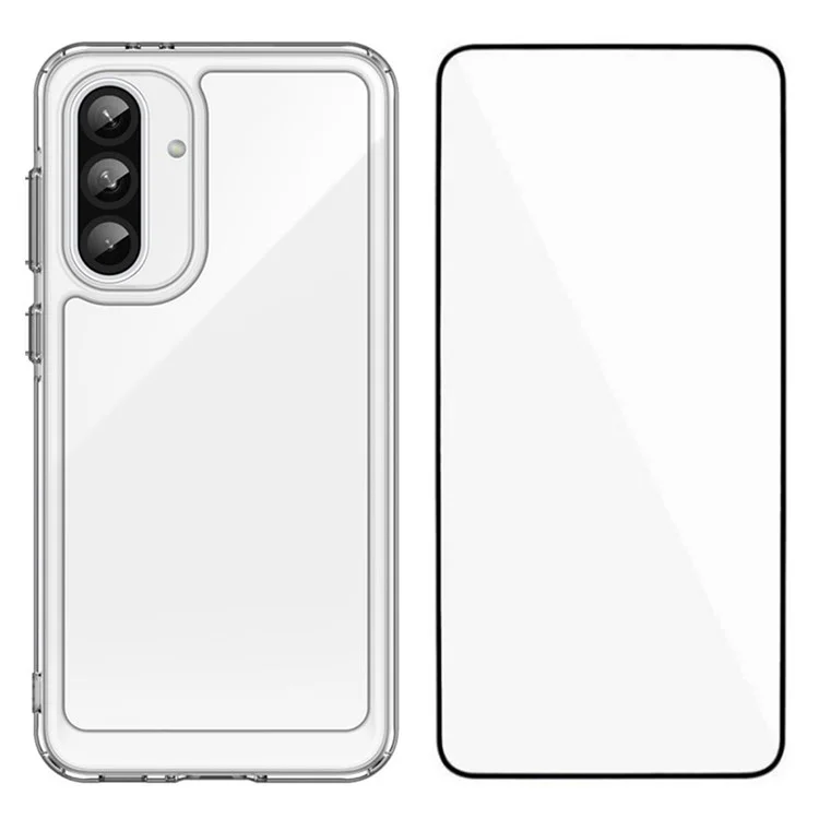 Custodia WANLONFENG MF Series per Samsung Galaxy A56 5G in TPU con cover per telefono in acrilico trasparente e pellicola in vetro temperato