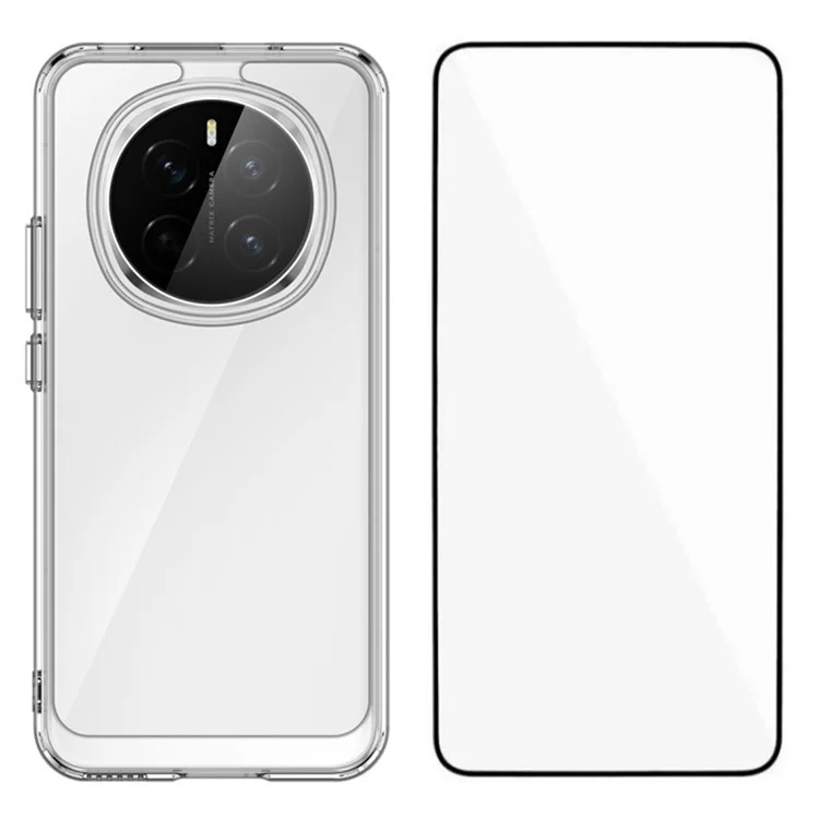 Capa para Honor Magic7 5G da série MF da WANLONFENG, de TPU com película de vidro temperado e capa de telefone transparente de acrílico.