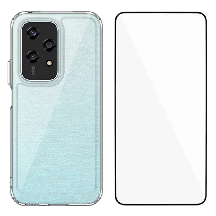 WANLONFENG Чехол для Honor 200 Lite из серии MF, прозрачный TPU-акриловый чехол с закаленной стеклянной пленкой
