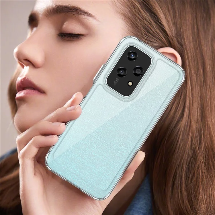 WANLONFENG Чехол для Honor 200 Lite из серии MF, прозрачный TPU-акриловый чехол с закаленной стеклянной пленкой