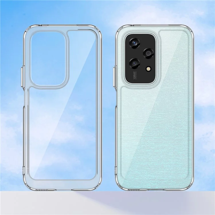 WANLONFENG Чехол для Honor 200 Lite из серии MF, прозрачный TPU-акриловый чехол с закаленной стеклянной пленкой