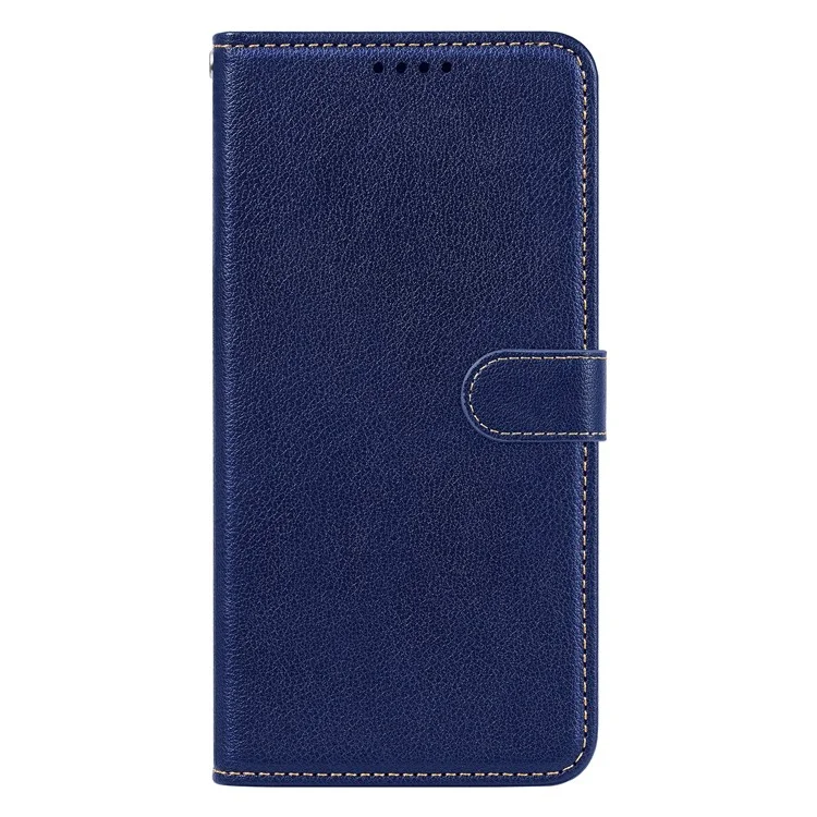 Capa de couro com textura de lichia e bloqueio RFID para iPhone 16 Pro - Azul